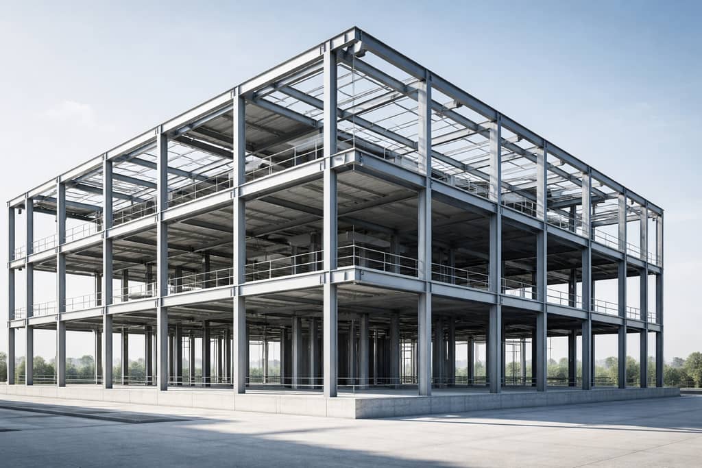 Structure métallique de bâtiment illustrant l’importance de structurer son business pour stabiliser son chiffre d’affaires.