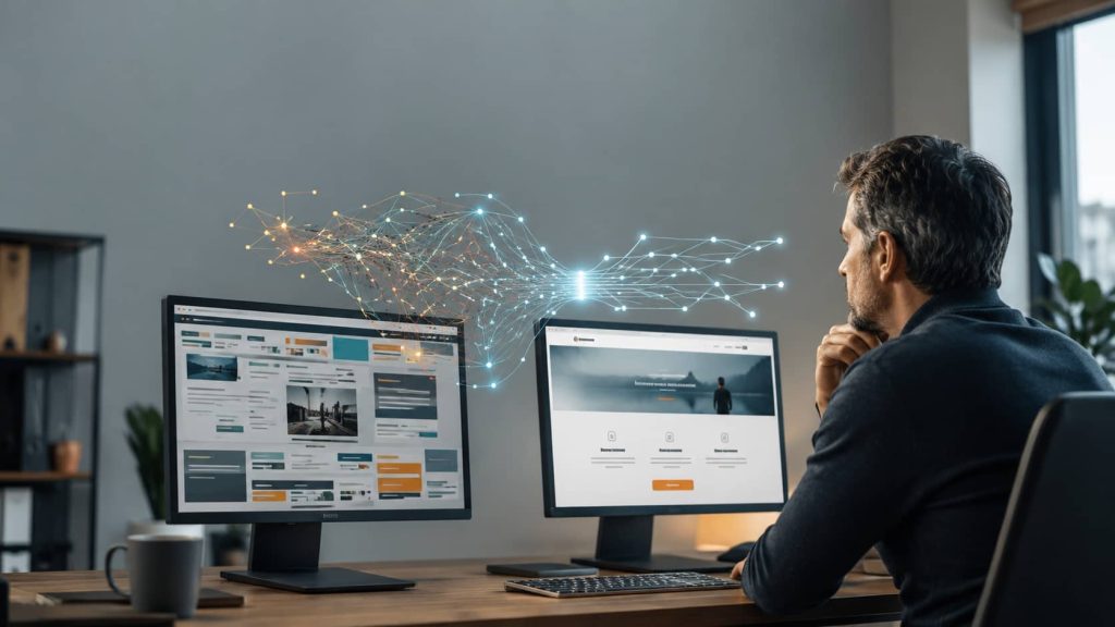 Comparaison entre un site confus et un site immédiatement compréhensible par les visiteurs et les IA.
